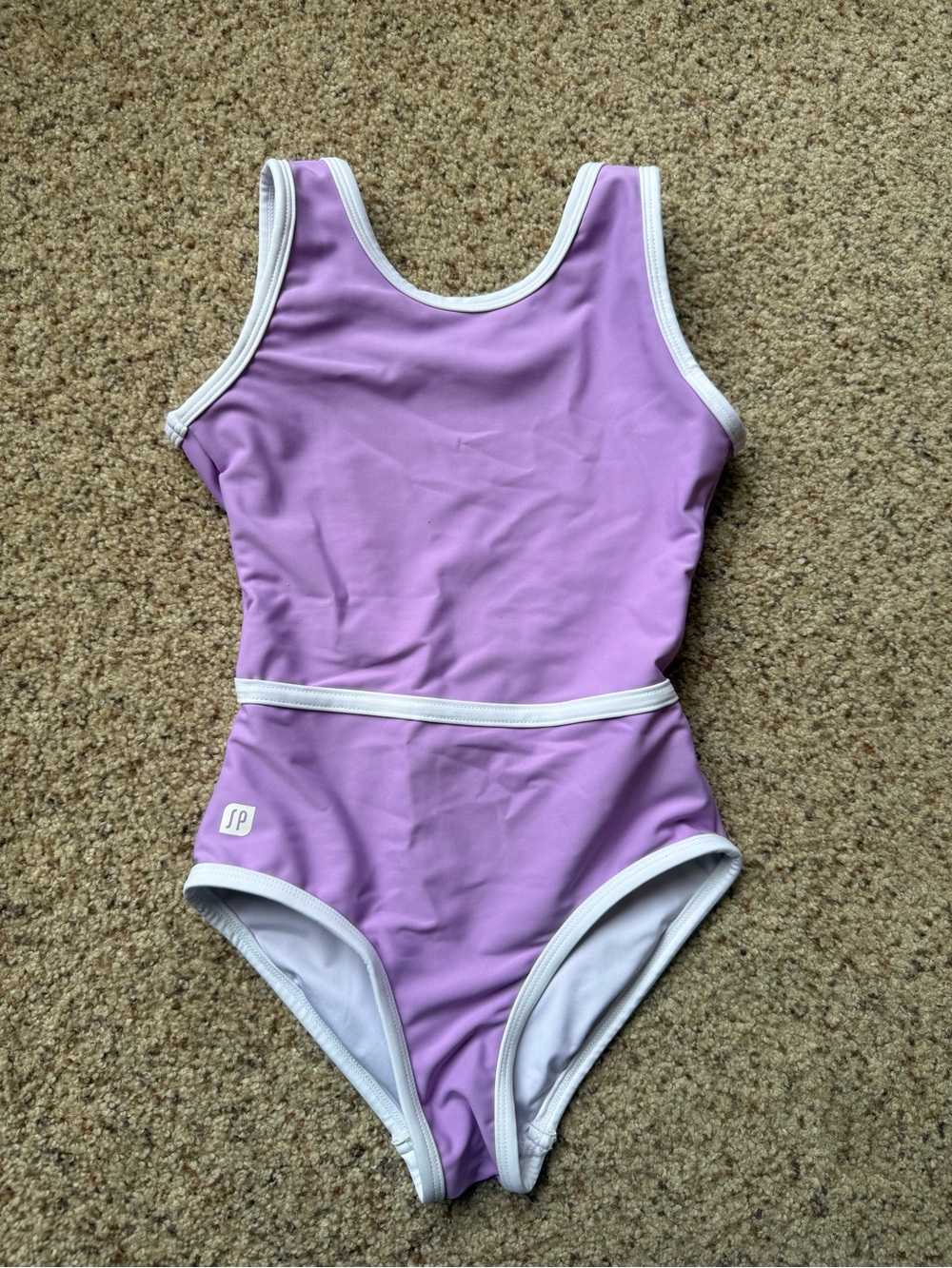 Sylvia P Girls' Lavender Leotard with White Trim